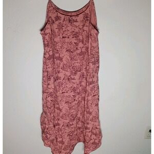 Old Navy Linen Sharkbite Hem Mini Tent Dress Cactus‎ Print Pink XXL